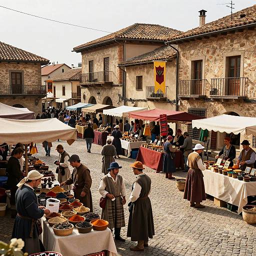 Medieval Market Square Scene