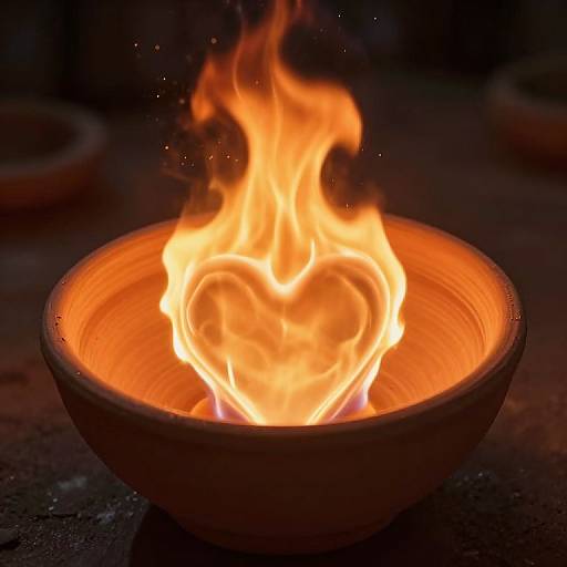 Flaming Heart Clay Bowl of Passion
