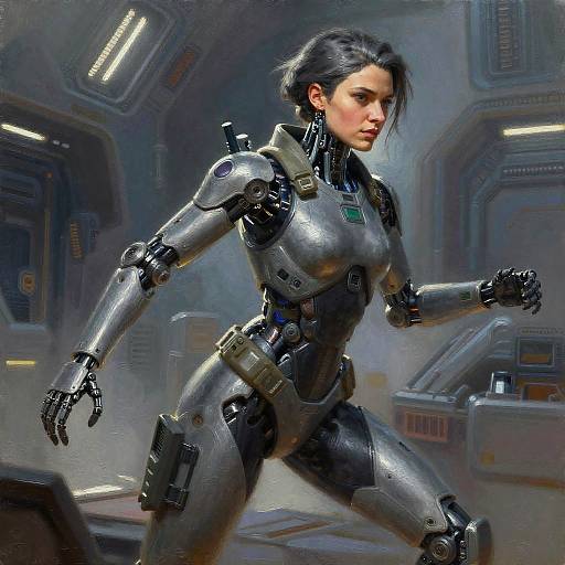 Female Cyborg Operative in Tactical Gear