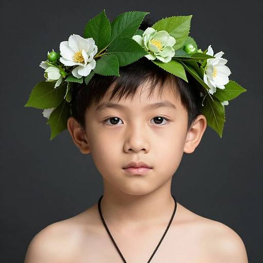 Young Boy with Floral Headpiece