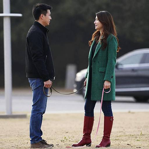 Outdoor Portrait of Two Smiling Friends
