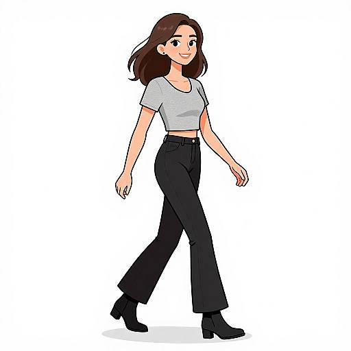 Chic Smiling Woman in Casual Outfit