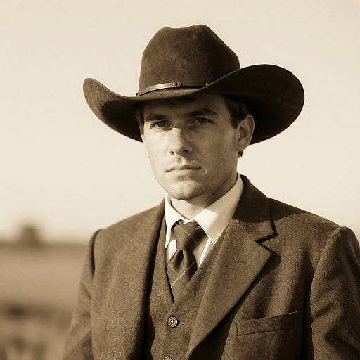 Vintage Western Cowboy Portrait in Sepia
