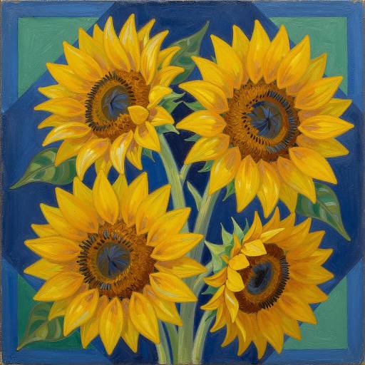 Bold Modernist Sunflowers in Vibrant Colors