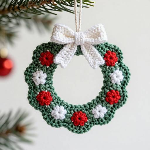 Crocheted Christmas Wreath Ornament