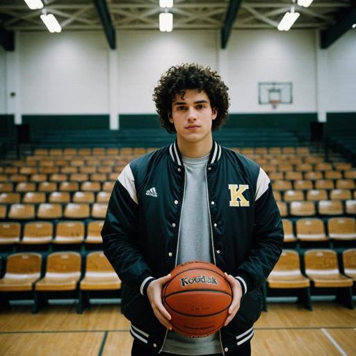 Young man holding basketball in empty gymnasium