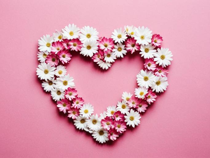 Heart-Shaped Flower Wallpaper Design