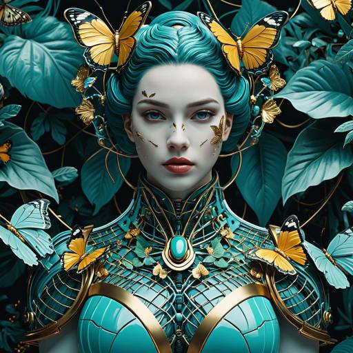 Colorful Biomechanical Porcelain Bust Render Colorful Biomechanical Porcelain Bust Render