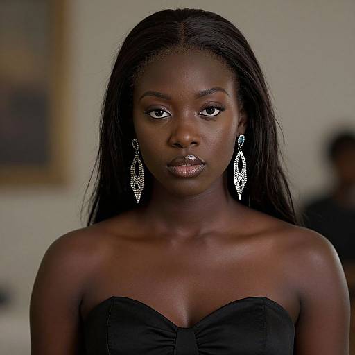 Realistic Portrait of Dark-Skinned Beauty