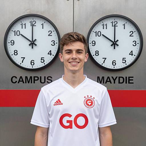 Cheerful Young Man in Soccer Jersey