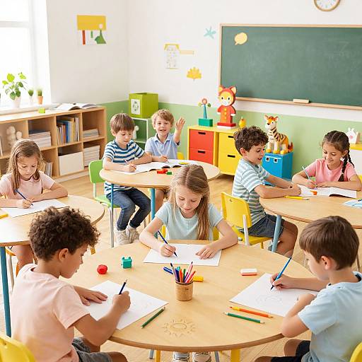 Colorful Classroom with Animated Animals