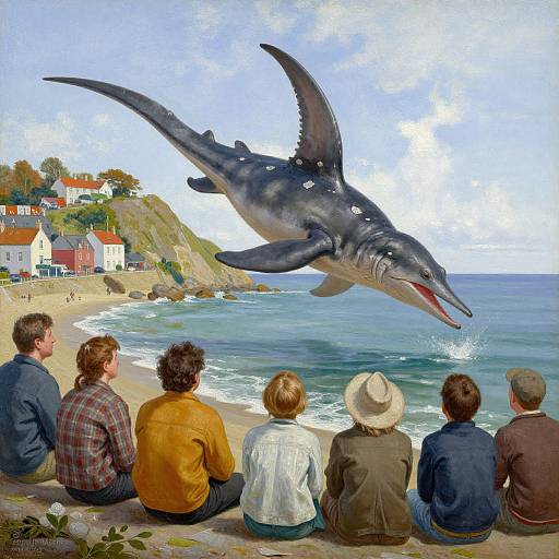 Plesiosaur Emerges in Coastal Town