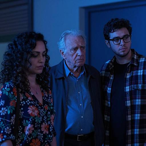 Intimate Gathering in Blue Lighting