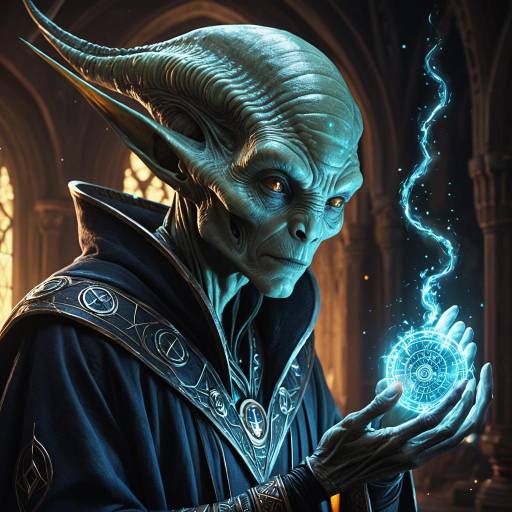 Alien Sorcerer with Glowing Magic Orb