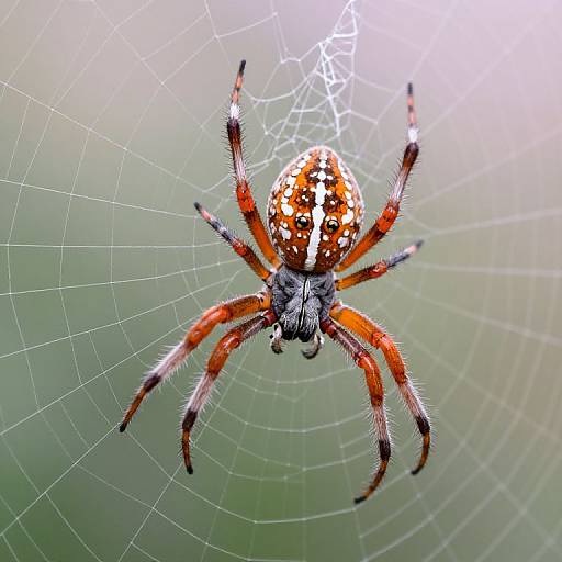 Vibrant Orange Spider on Glowing Web