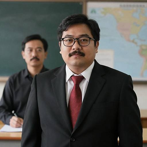 Classroom Scene with Two Men