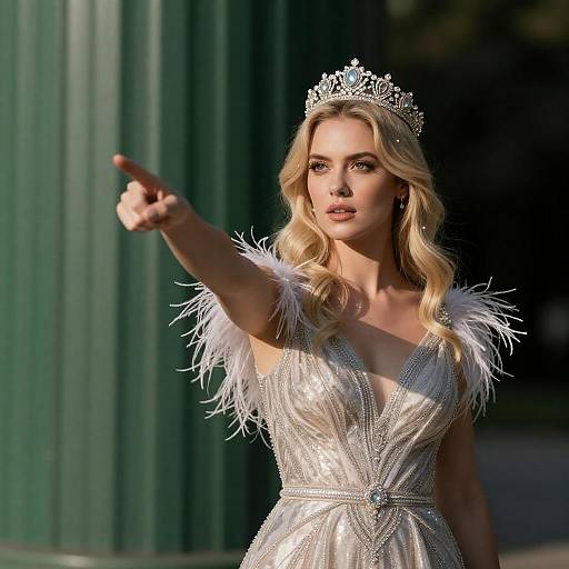 Regal Blonde in Shimmering Dress