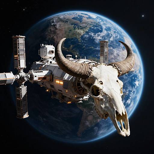 Abandoned Space Station Orbiting Blue Planet