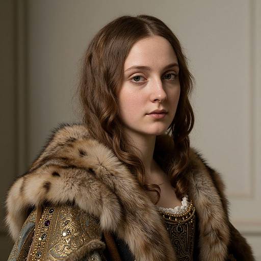 Renaissance Style Luxurious Fur Portrait