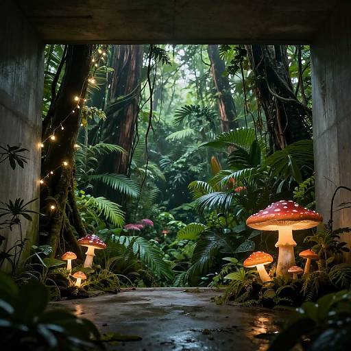 Lush Rainforest in Concrete Hall