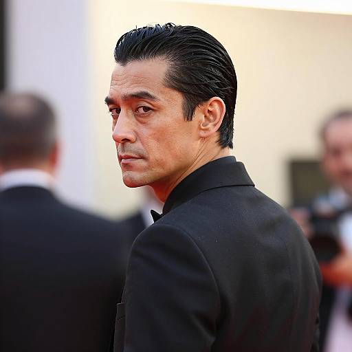 Serious Man in Black Suit Portrait