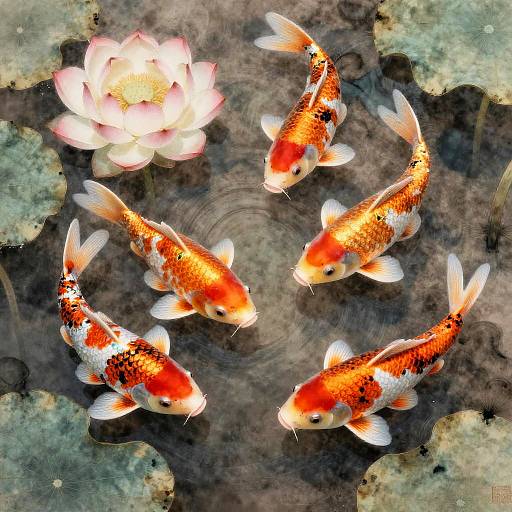 Celestial Koi in Ethereal Lotus Pond