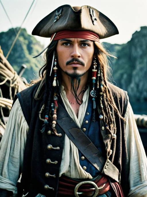 Man in Jack Sparrow Pirate Costume