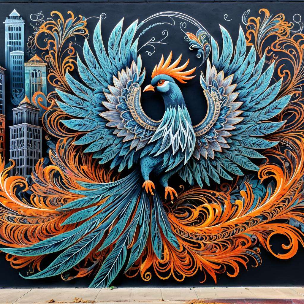 Urban Phoenix Mural in Chalk Art