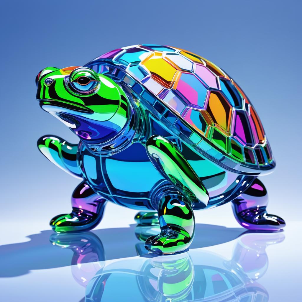 Vibrant Pop Art Turtle Sculpture Illustration