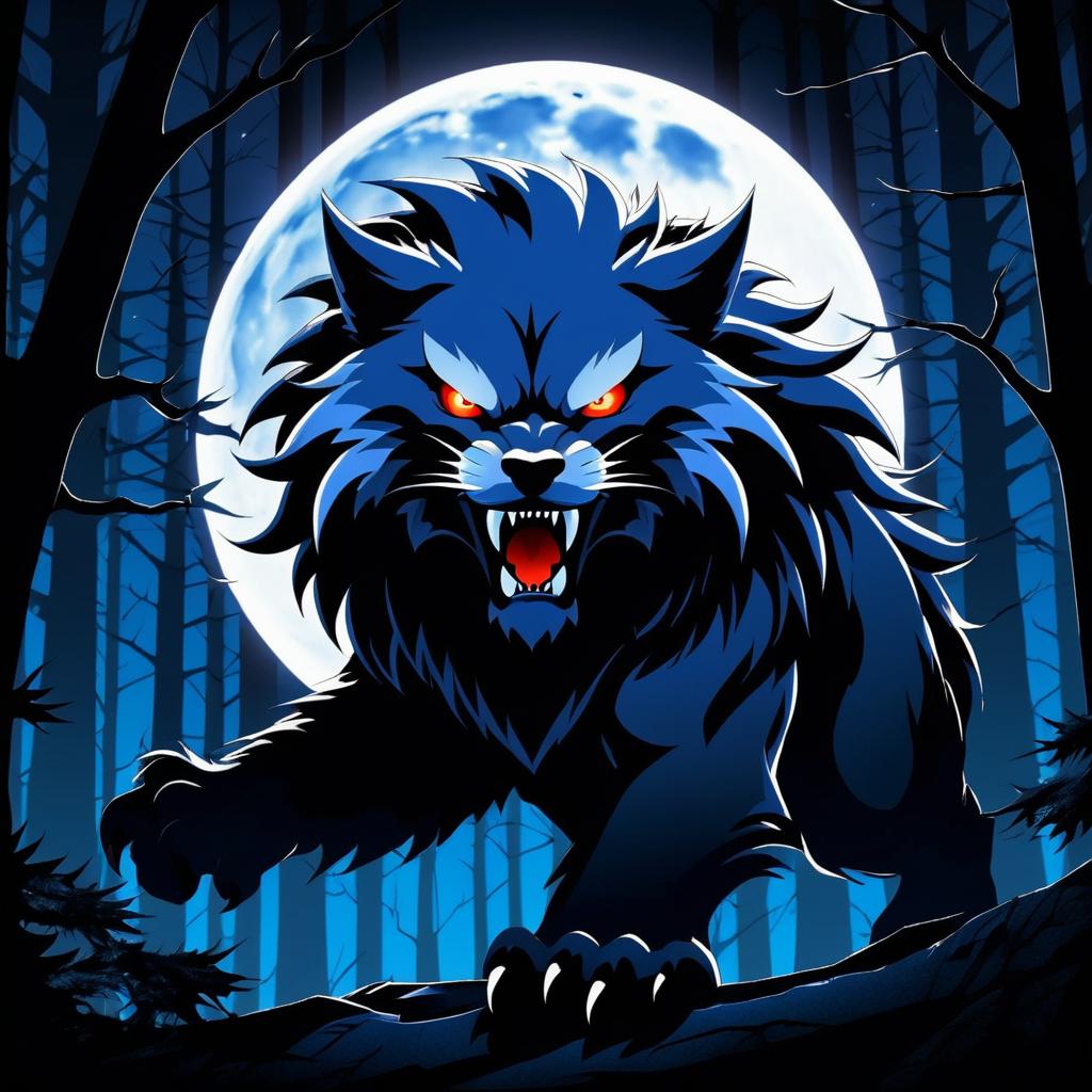 Fierce Werewolf Under the Full Moon