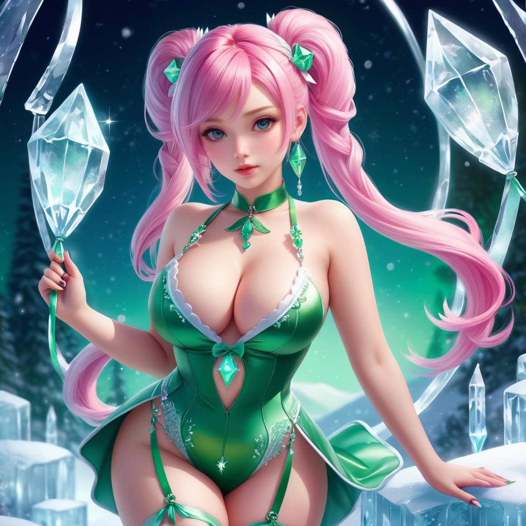 Enchanting Curvy Fantasy with Ice Magic