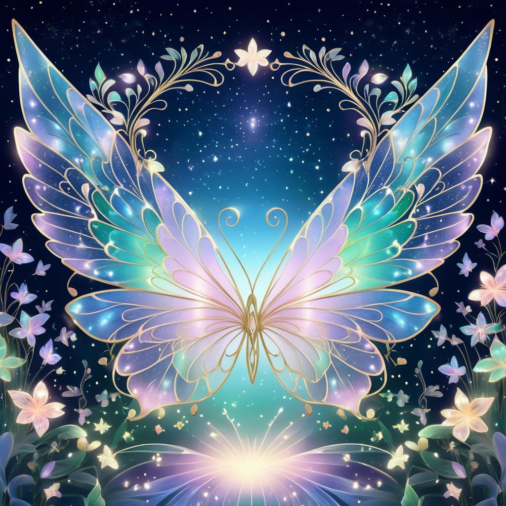 Celestial Fairy Wings in Pastel Garden