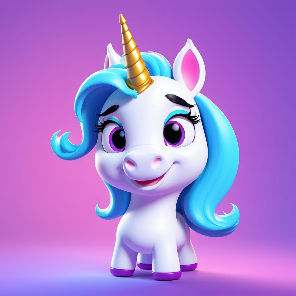 Playful Cartoon Unicorn Face Design