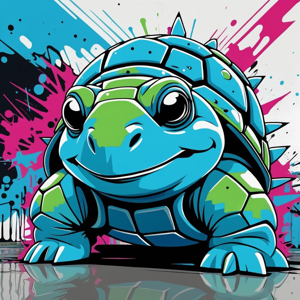 Abstract Turtle with Graffiti Style