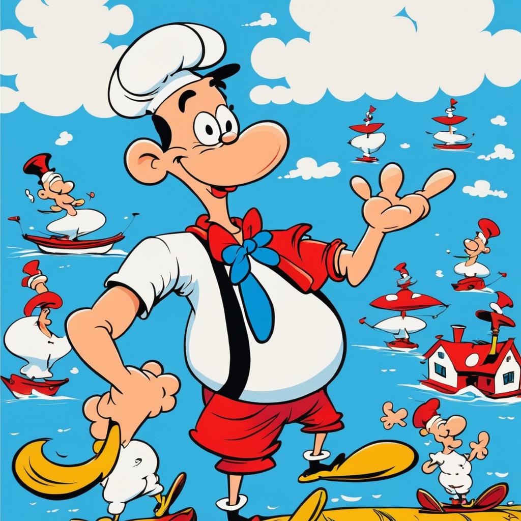 Whimsical Popeye in Seussian Style