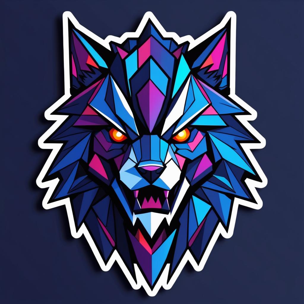 Geometric Mechashot Werewolf Sticker Art