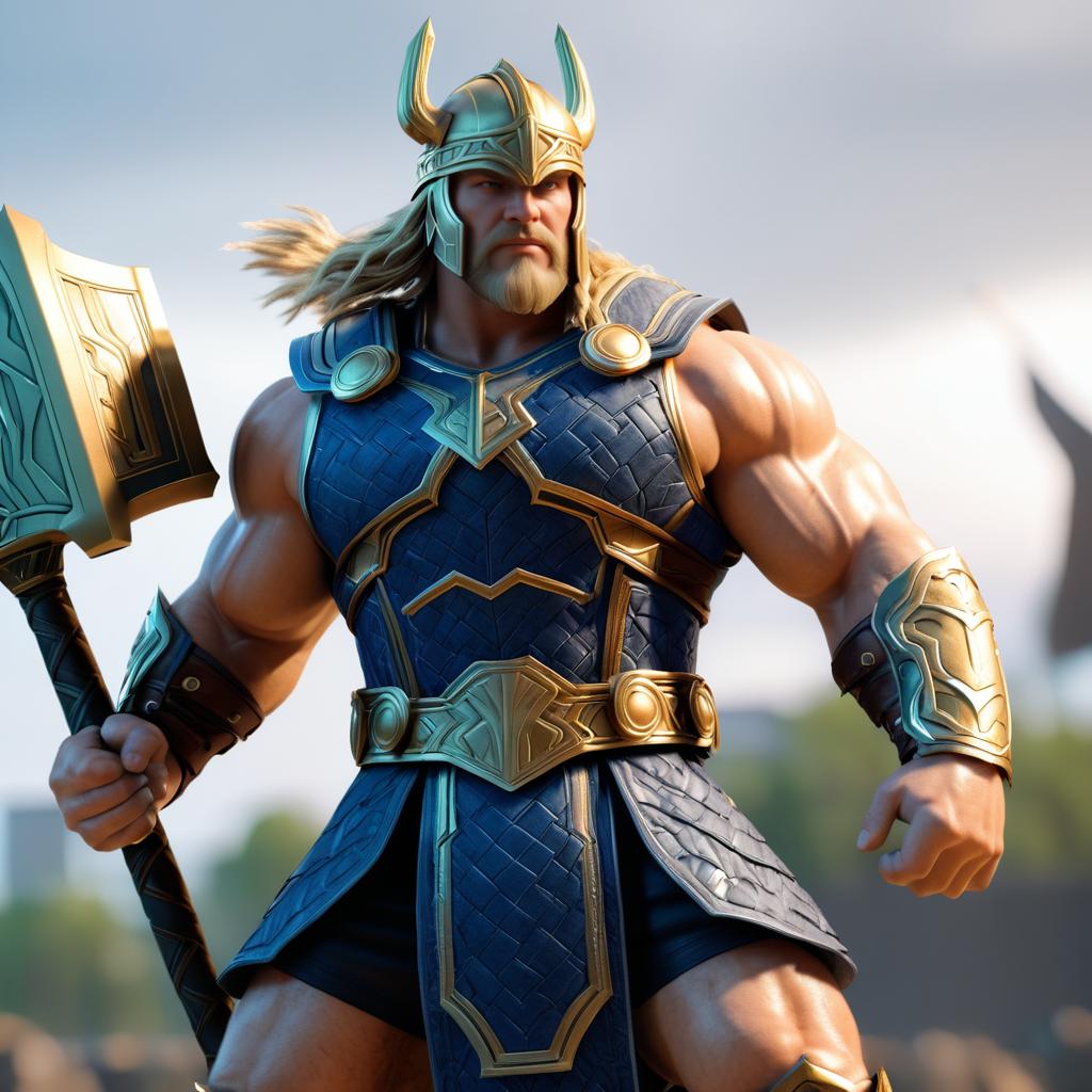 Muscular Thor in Epic Battle Armor