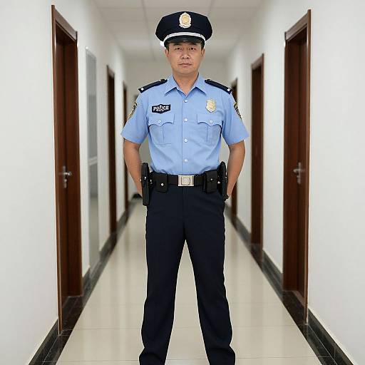 Police Officer in Hallway