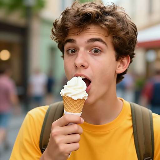 Vibrant Teen Enjoying Ice Cream