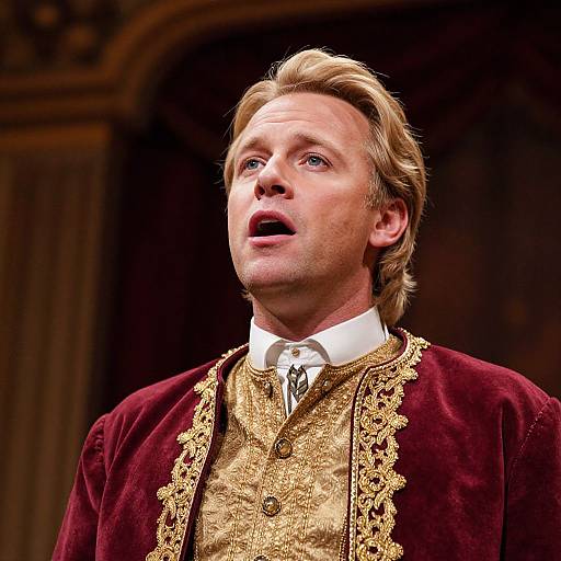 Blonde Opera Singer in Royal Attire