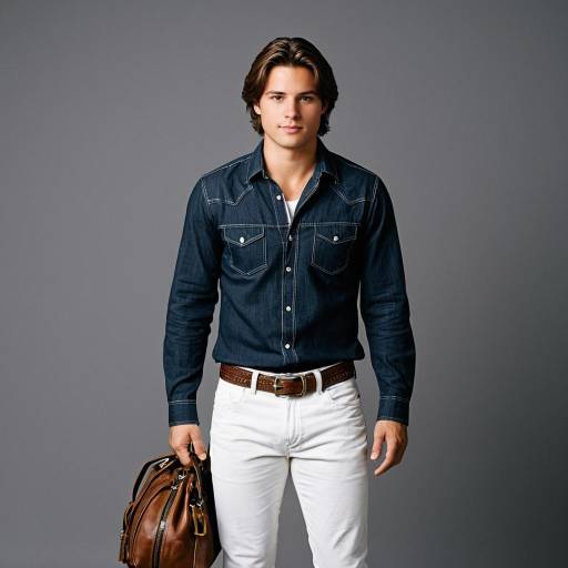 Man in Casual Fall Outfit with Leather Bag