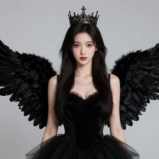 Queen with Black Dress and Wings