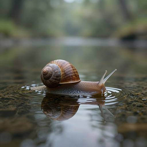 Elegant Snails on Tranquil Pond