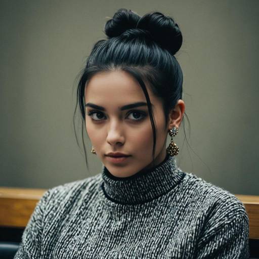 Portrait of Woman with Hair Bun and Earrings