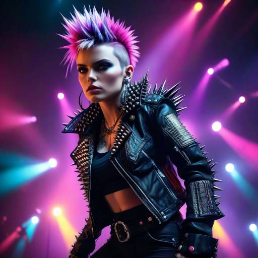 Punk Rock Woman with Spiked Mohawk and Leather Jacket