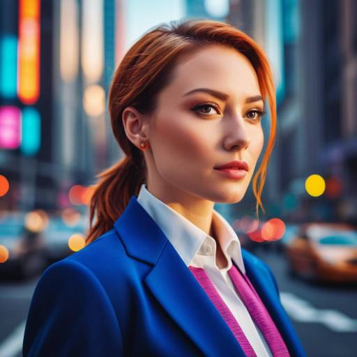Modern Woman in Vibrant Cityscape
