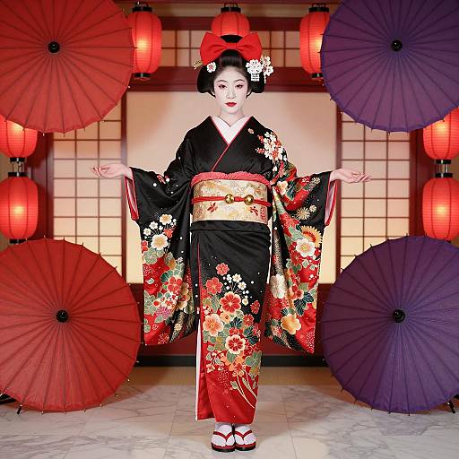 Elegance of a Japanese Woman in Kimono