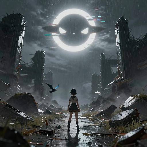 Cyberpunk Fantasy Girl in Ruins