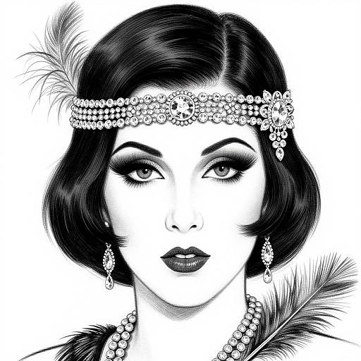 1920s Flapper Portrait with Rhinestones