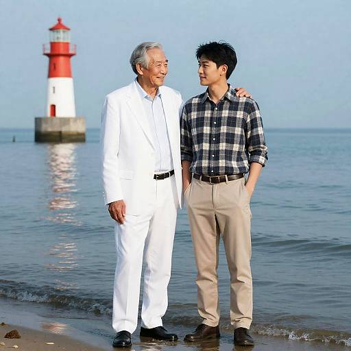 Joyful Moment by the Shoreline